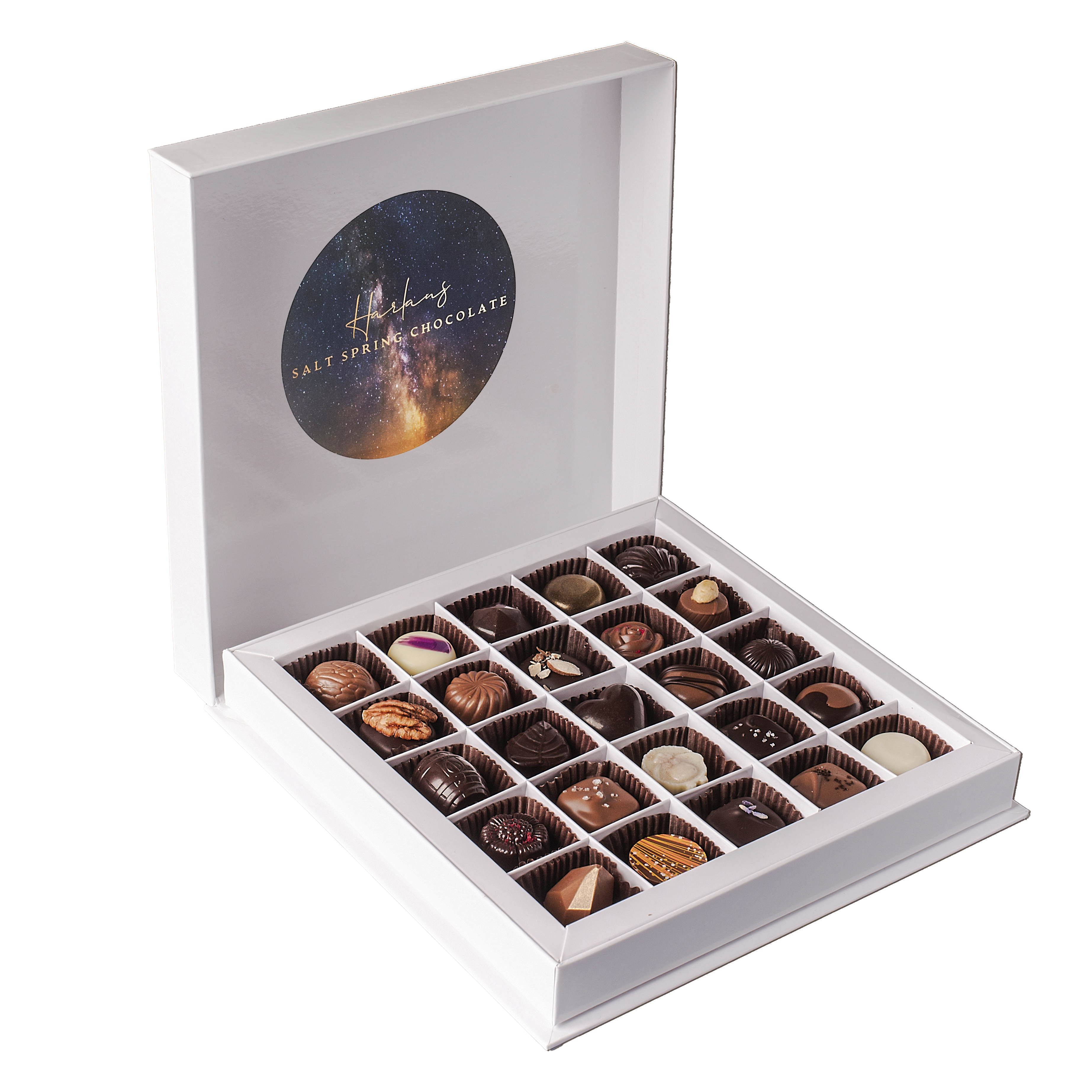 25 Piece Truffle Collection Assortment of Dark, Milk & White Chocolate