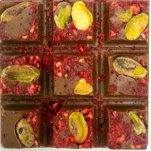 Milk Chocolate Raspberry Pistachio Bar